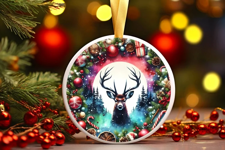 Round Christmas Ornament Sublimation|Clipart