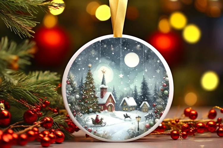 Round Christmas Ornament Sublimation|Clipart