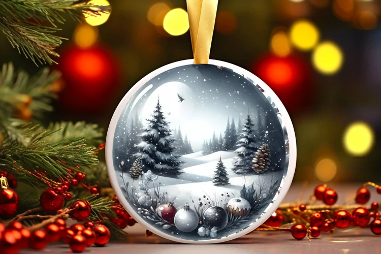Tour Eiffel Winter Scene Ornament