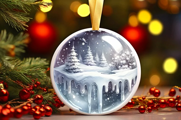 Round Winter Scene Ornament