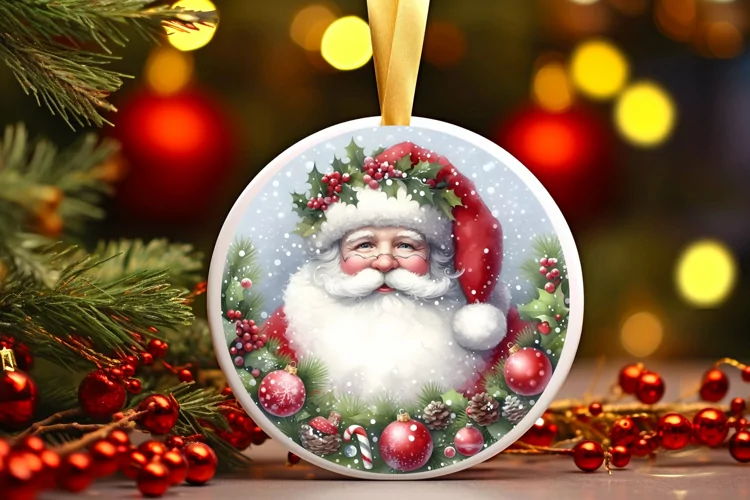 Round Christmas Ornament Sublimation|Clipart