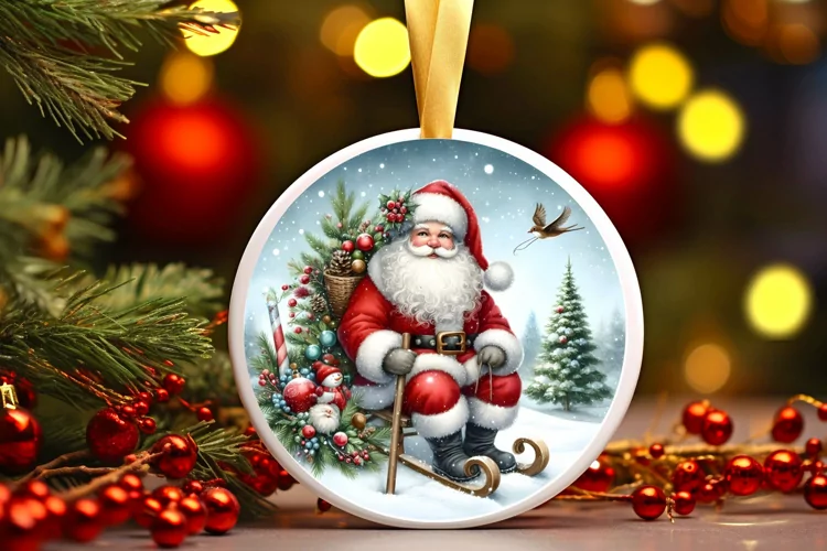 Round Christmas Ornament Sublimation|Clipart