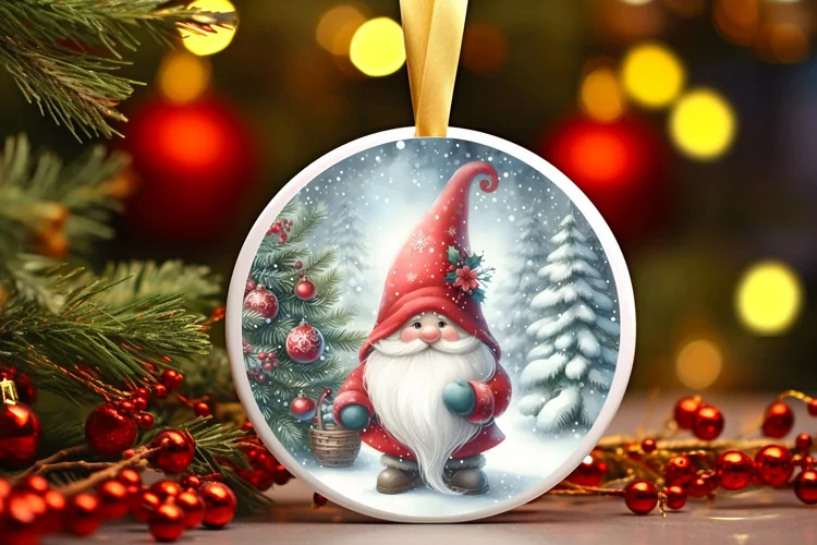 Round Christmas Ornament Sublimation|Clipart