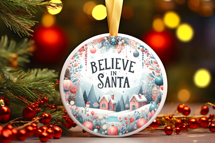 Round Christmass Ornament Sublimation|Clipart example image 1
