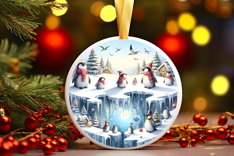 Round Christmas Ornament Sublimation|Clipart