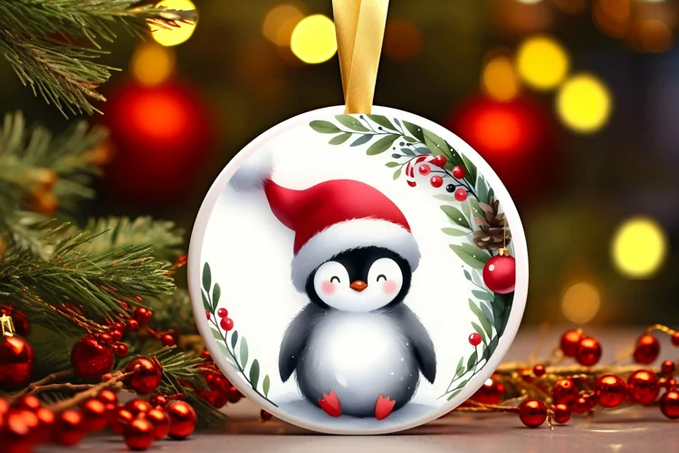 Round Christmas Ornament Sublimation|Clipart