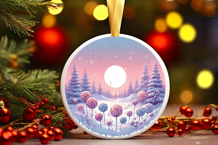 Round Christmas Ornament Sublimation|Clipart