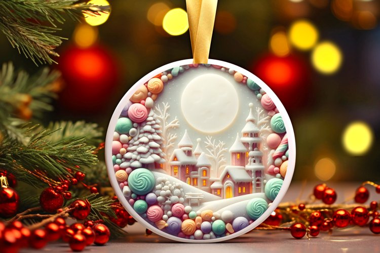 Round Christmas Ornament Sublimation|Clipart example image 1