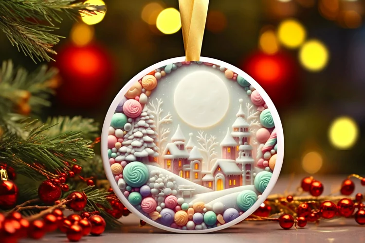 Round Christmas Ornament Sublimation|Clipart