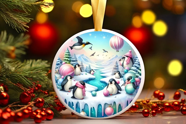 Round Christmas Ornament Sublimation|Clipart