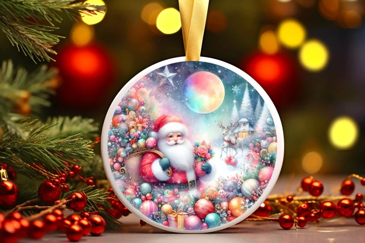 Round Christmas Ornament Sublimation|Clipart