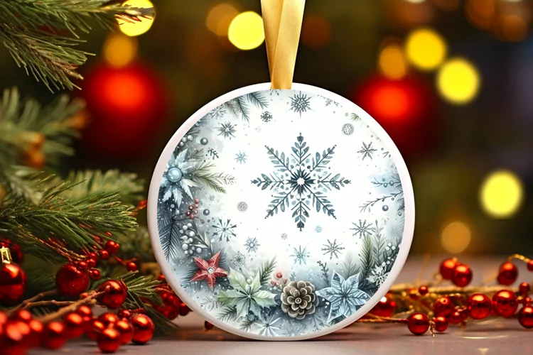 Round Christmas Ornament Sublimation|Clipart