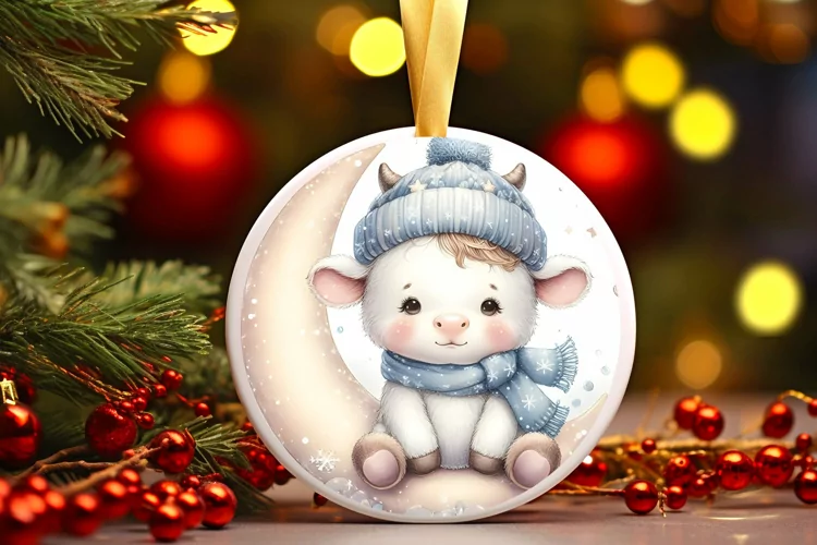 Round Christmas Ornament Sublimation|Clipart