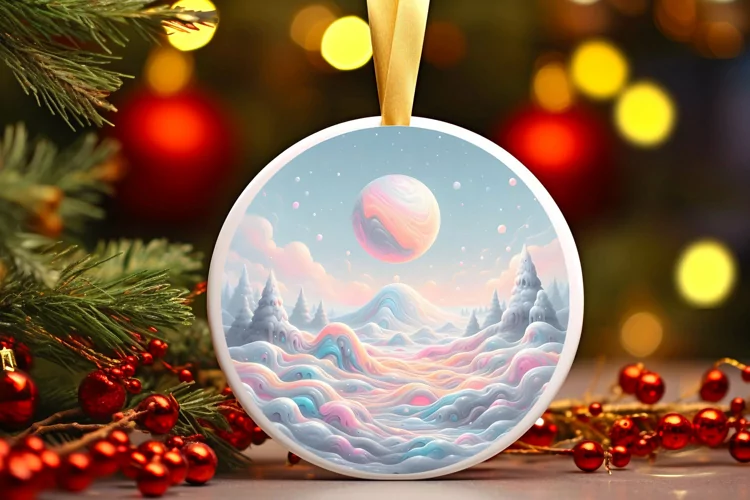 Round Christmas Ornament Sublimation|Clipart
