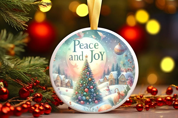 Round Christmas Ornament Sublimation|Clipart
