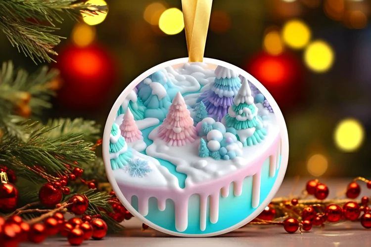 Round Christmas Ornament Sublimation|Clipart