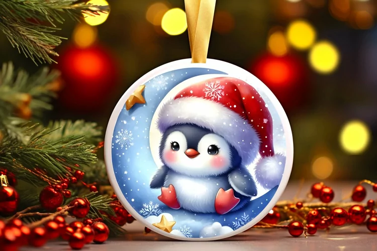 Round Christmas Ornament Sublimation|Clipart