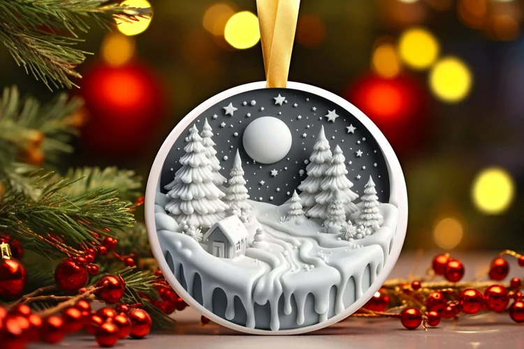Round Christmas Ornament Sublimation|Clipart