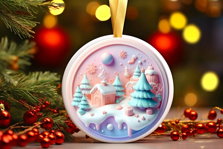 Round Christmas Ornament Sublimation|Clipart