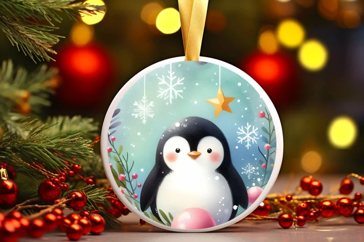 Round Christmas Ornament Sublimation|Clipart