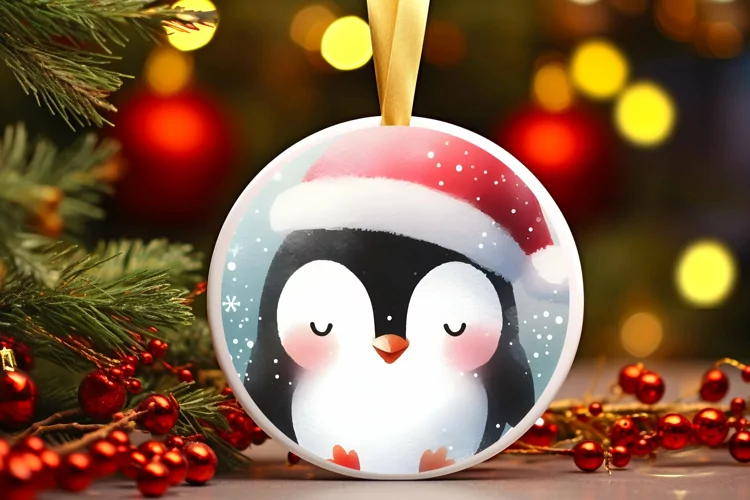 Round Christmas Ornament Sublimation|Clipart