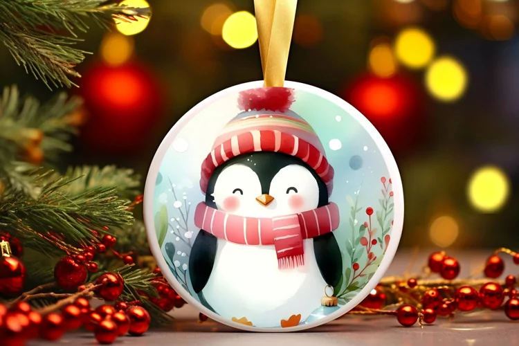 Round Christmas Ornament Sublimation|Clipart