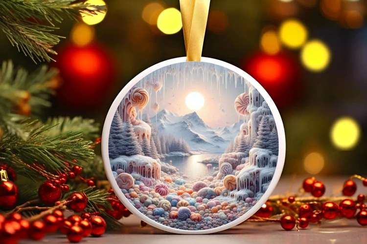 Round Christmas Ornament Sublimation|Clipart