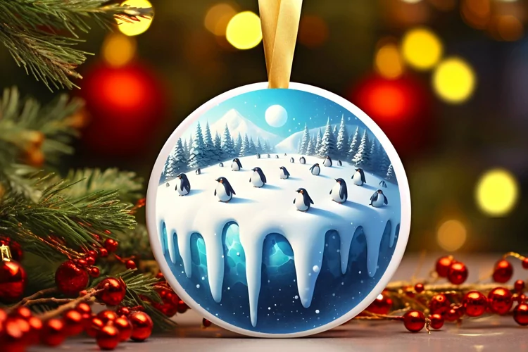 Round Christmas Ornament Sublimation|Clipart
