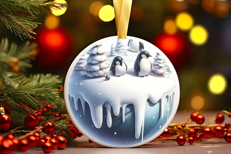 Round Christmas Ornament Sublimation|Clipart