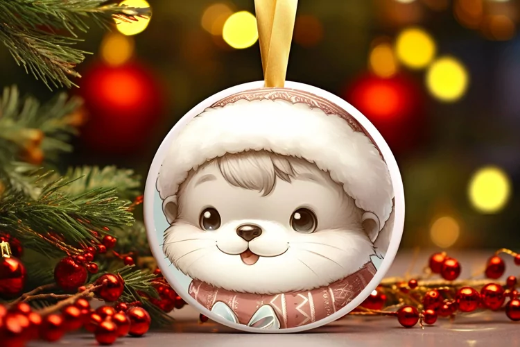 Round Christmas Ornament Sublimation|Clipart