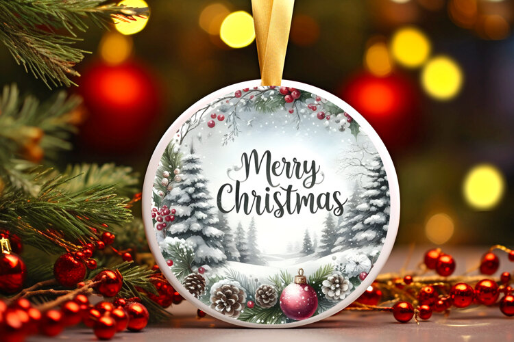 Round Christmass Ornament Sublimation|Clipart example image 1