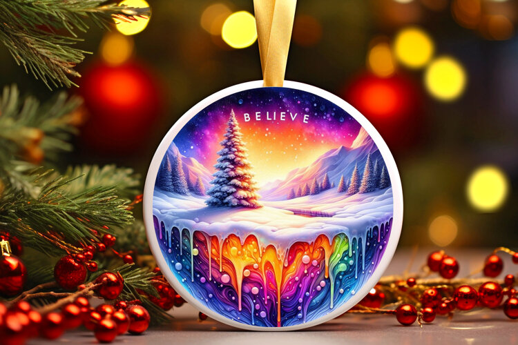 Round Christmass Ornament Sublimation|Clipart example image 1