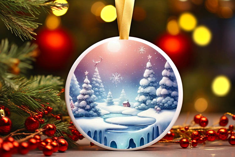 Round Christmass Ornament Sublimation|Clipart