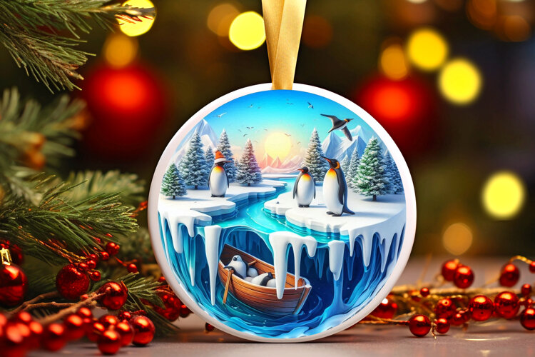 Round Christmass Ornament Sublimation|Clipart example image 1
