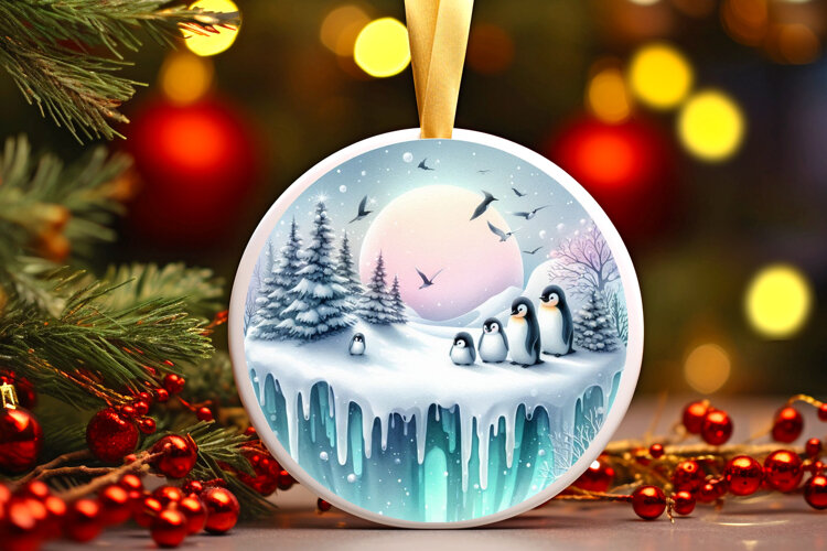Round Christmass Ornament Sublimation|Clipart example image 1