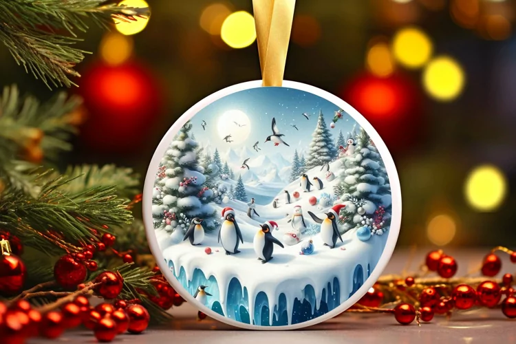 Round Christmas Ornament Sublimation|Clipart