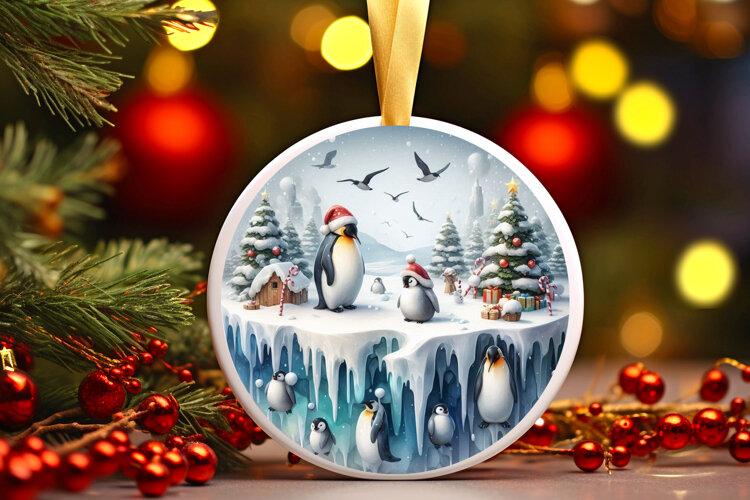 Round Christmass Ornament Sublimation|Clipart example image 1