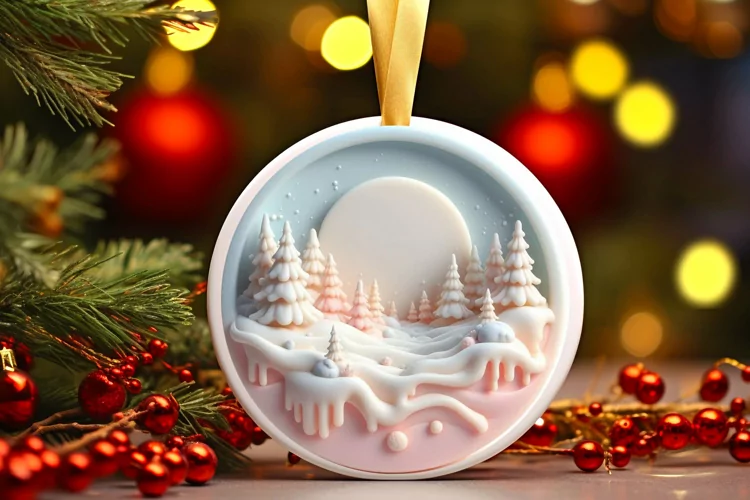 Round Christmas Ornament Sublimation|Clipart