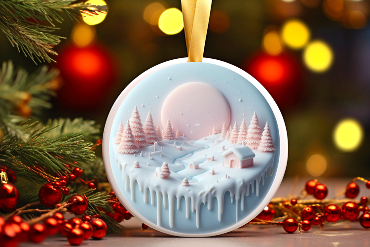 Round Christmass Ornament Sublimation|Clipart