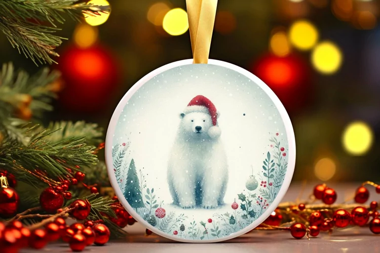 Round Christmas Ornament Sublimation|Clipart