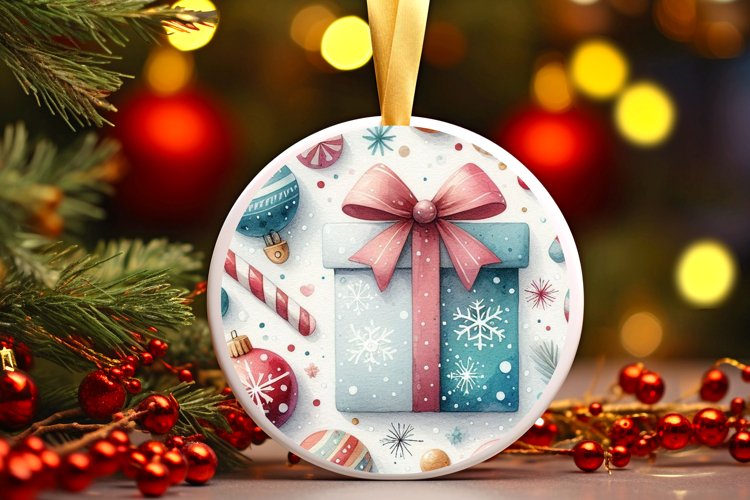 Round Christmas Ornament Sublimation|Clipart example image 1