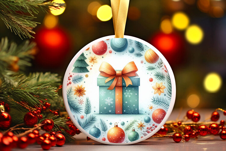 Round Christmass Ornament Sublimation|Clipart example image 1