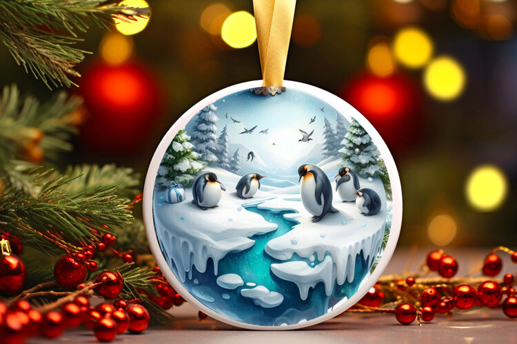 Round Christmass Ornament Sublimation|Clipart example image 1