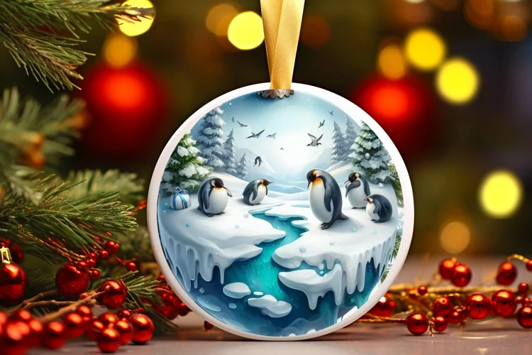 Round Christmas Ornament Sublimation|Clipart