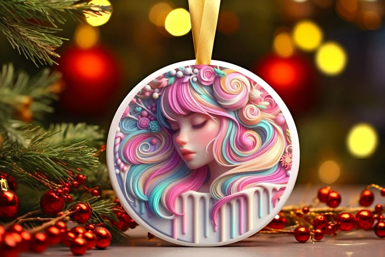 Round Christmas Ornament Sublimation|Clipart