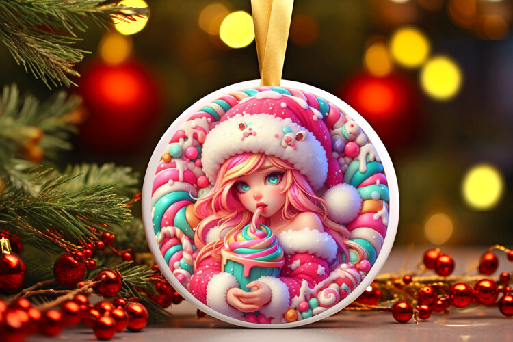 Round Christmass Ornament Sublimation|Clipart example image 1