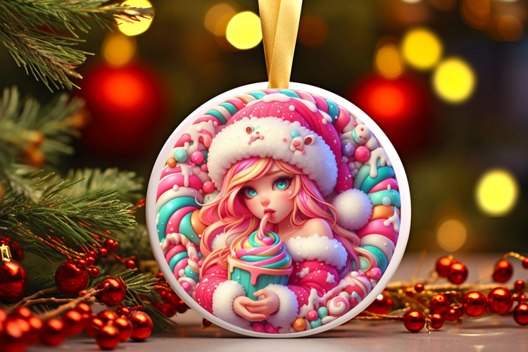 Round Christmass Ornament Sublimation|Clipart