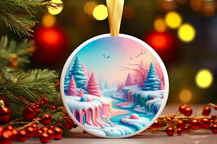 Round Christmas Ornament Sublimation|Clipart