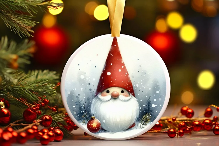 Round Christmas Ornament Sublimation|Clipart