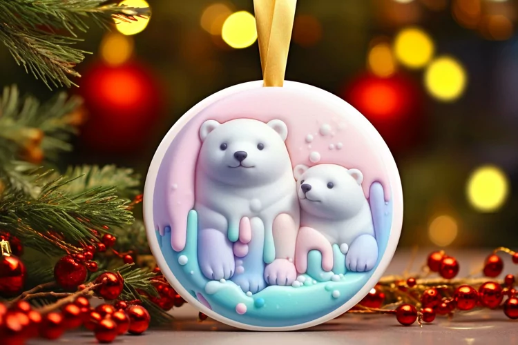 Round Christmas Ornament Sublimation|Clipart